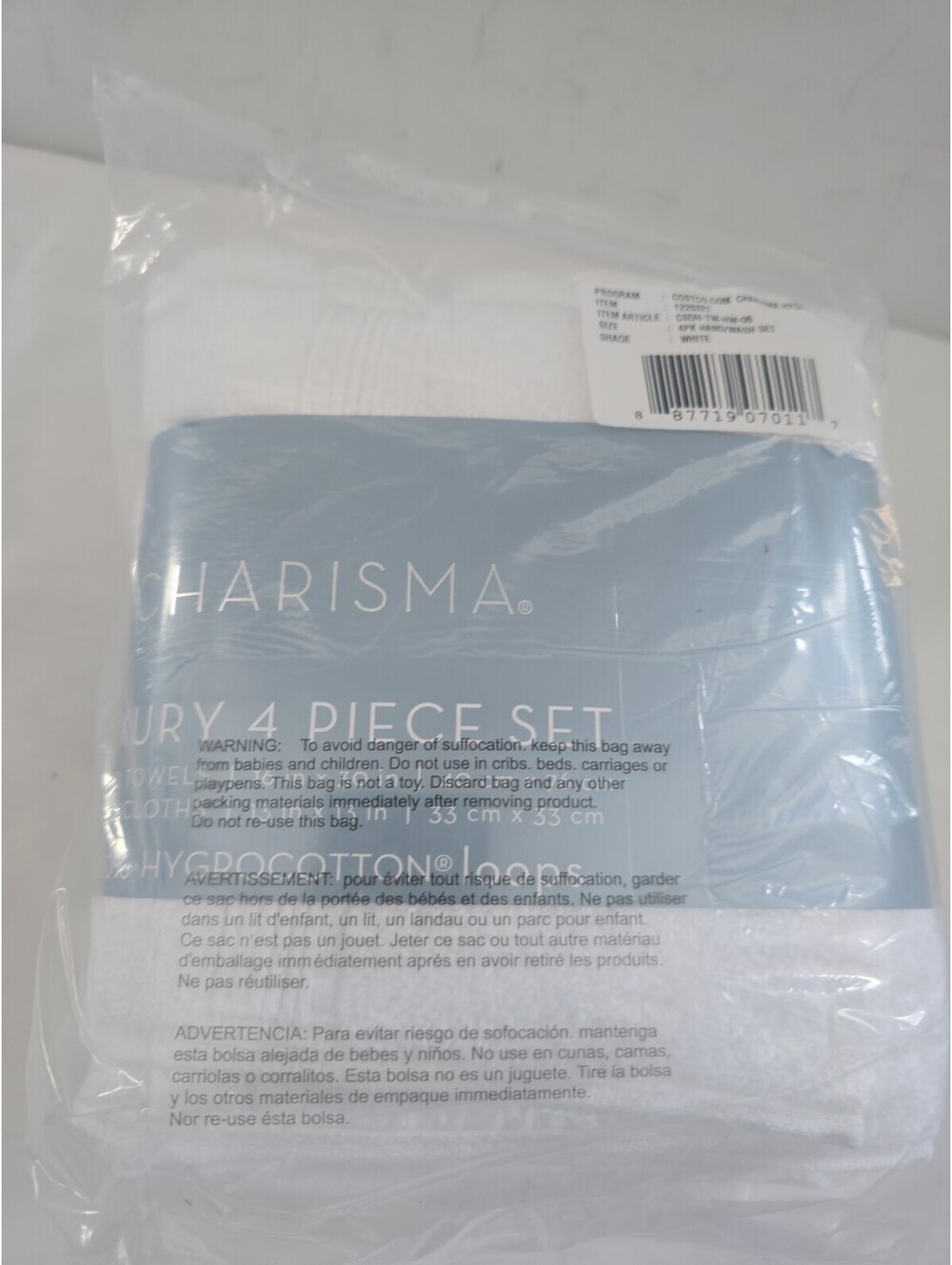 Charisma 100% Hygrocotton Ivory 4-Piece Towel Set Hand Towels Washcloths